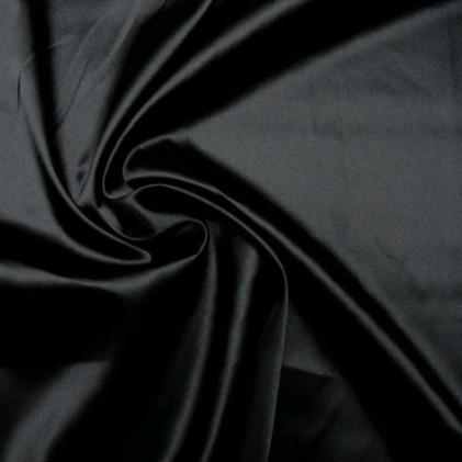 Tissu satin Satine  Noir