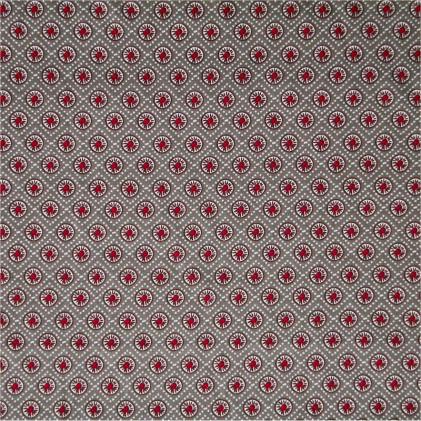 Tissu coton imprimé Popéana Taupe / Rouge