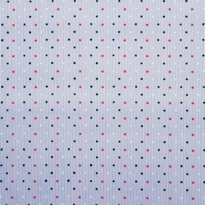 Tissu coton imprimé Starly Bleu / Rouge
