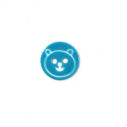 Bouton 2 trous Ourson Bleu turquoise