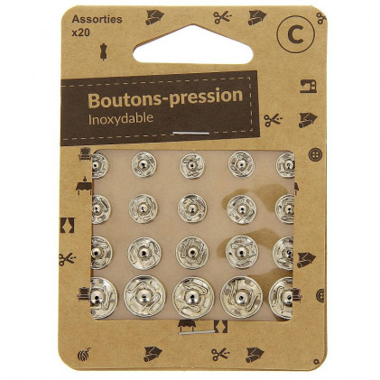 Boutons pression assorties nickelés X20 ST Gris argent