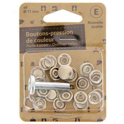 Boutons pressions 11 mm + outillage de pose ST Gris argent