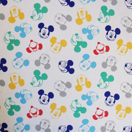 Tissu coton imprimé Mickey M3 Blanc