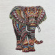 Tissu Jacquard Imprimé Elephants Blanc / Multicolore