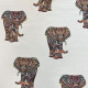 Tissu Jacquard Imprimé Elephants Blanc / Multicolore