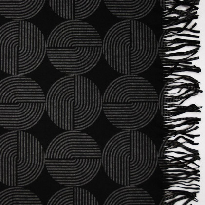 Tissu lainage à franges Rondy Noir