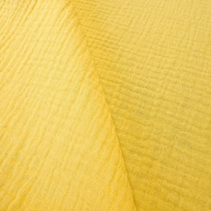 Tissu double gaze de coton uni Oeko-Tex Samy Jaune