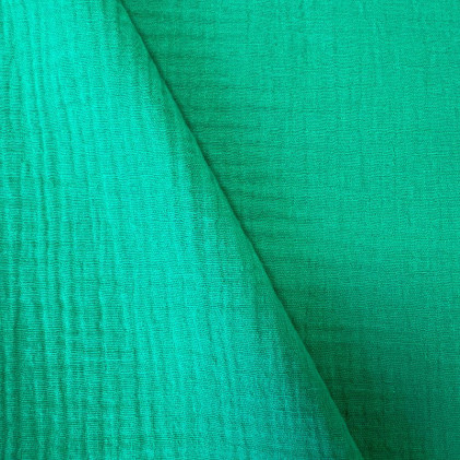 Tissu double gaze de coton uni Oeko-Tex Samy Vert Prairie