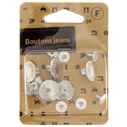 Boutons jeans X6 ST Gris argent